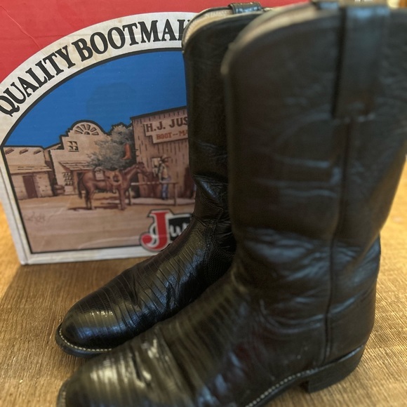 Justin Size 5 B.  Black Iguana Lizard boot, womens - Picture 1 of 7